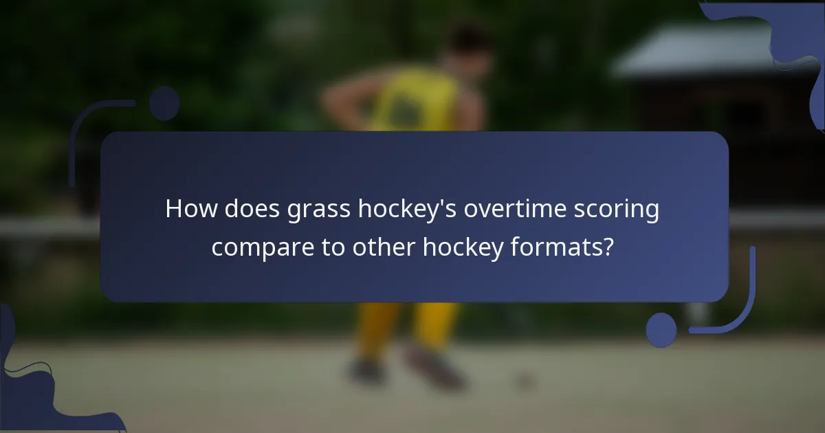 How does grass hockey's overtime scoring compare to other hockey formats?