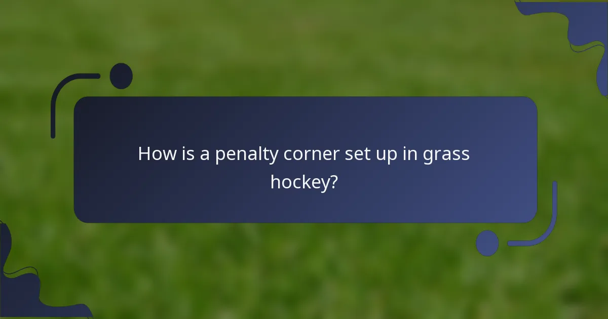 How is a penalty corner set up in grass hockey?