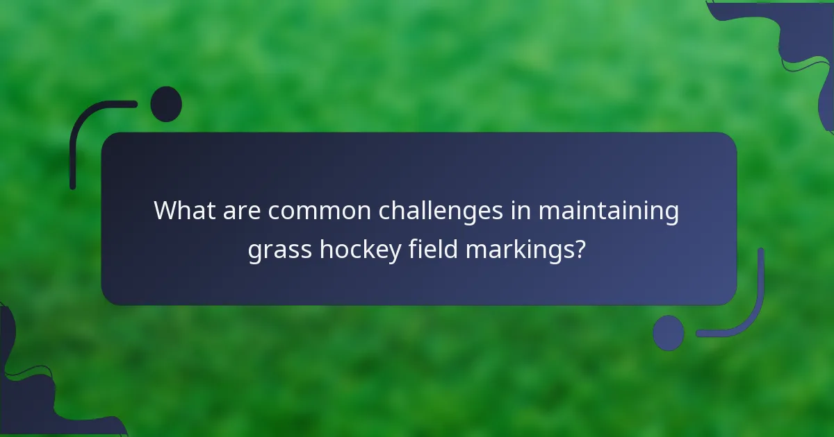 What are common challenges in maintaining grass hockey field markings?