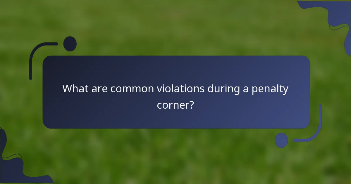 What are common violations during a penalty corner?