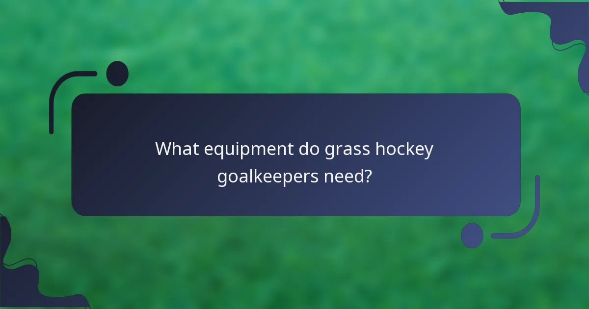 What equipment do grass hockey goalkeepers need?