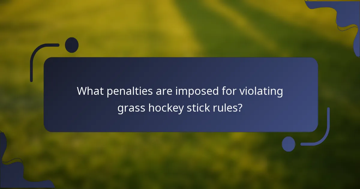 What penalties are imposed for violating grass hockey stick rules?